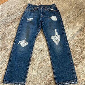 Levi’s High Rise Distressed Blue Jeans